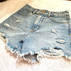 Zara Light Blue Distressed Denim Jean Shorts Size 4